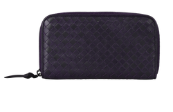 Bottega Veneta Intrecciato Zip Around Long Wallet, Leather, Purple,MII,2*